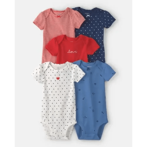 Baby Girl 5-Pack Beach Multipack Bodysuits - Red/White/Blue | Carter's