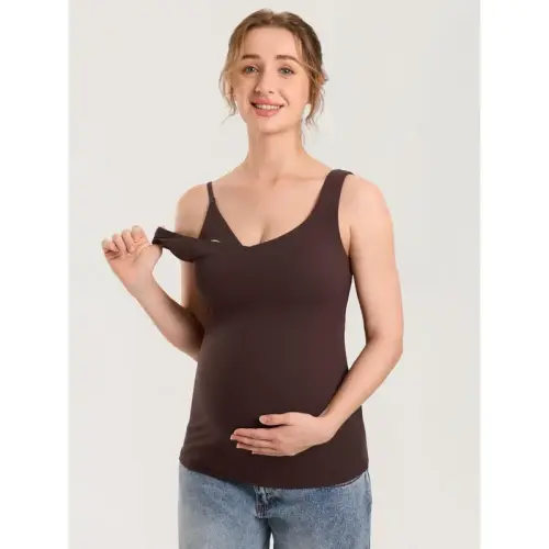 MOMANDA Natrelax Maternity Nursing Tank Tops with Built in Bra - TikTok Shop