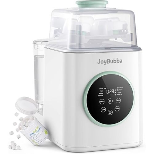 JoyBubba【Upgraded】Baby Bottle Washer, Sterilizer and Dryer, All-in-One Pro Cleaning Machine for Bottles, Pump Parts & Baby Essentials, Effortless Care, Replaces Hand Washing, 60 Cleaning Tablets.