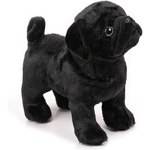 BONI 12.5 Inch Black Pug Stuffed Animal, Pug Plush Dog Stuffed Animals