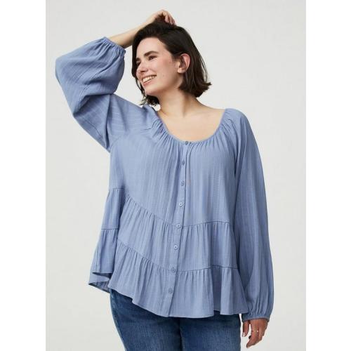 Tiered Button Babydoll Top