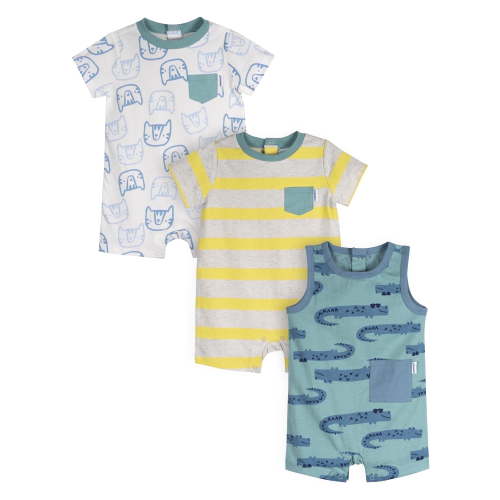 Onesies Brand Baby Boy Short Sleeve and Sleeveless Rompers, 3-Pack, Sizes 0/3 Months - 24 Months