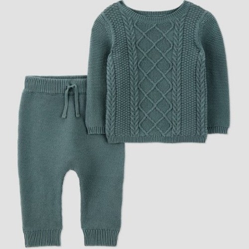 Carter's Just One You® Baby Boys' 2pc Cable Knit Sweater Set - Green 3M