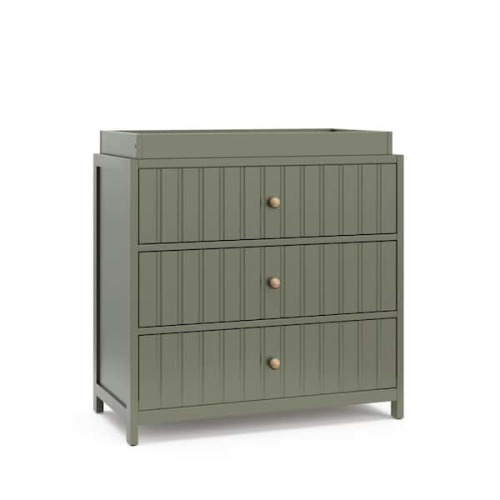 Teddi Olive 3 Drawer Dresser 35.51 in. Wide with Changing Topper