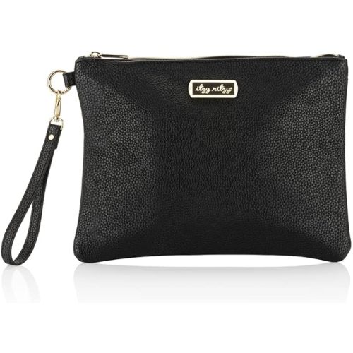 Itzy Ritzy Diaper Changing Clutch – Includes Easy-to-Clean Vegan Leather, On-the-Go Portable Diaper Changing Pad, Detachable Wrist Strap, 1 Exterior Pocket & 2 Interior Pockets (Leopard)