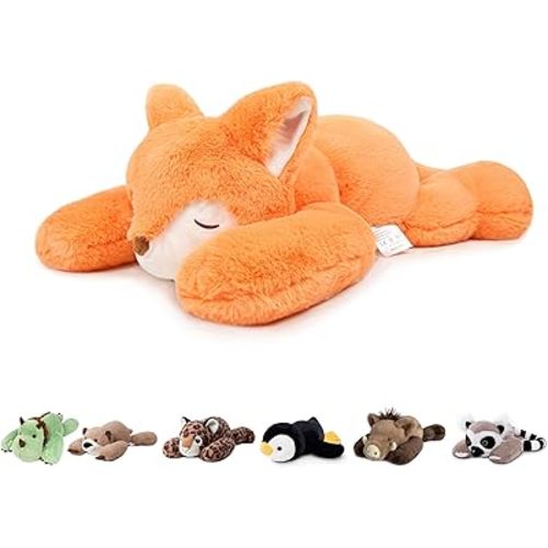 Niuniu Daddy Fox Weighted Stuffed Animals for Kids & Adults, 20" | 3.3lb Large Weighted Plushies Pillow for Sleeping and Calming, Cute Lying Plush Toy Huggable Gift for Everyday Comfort