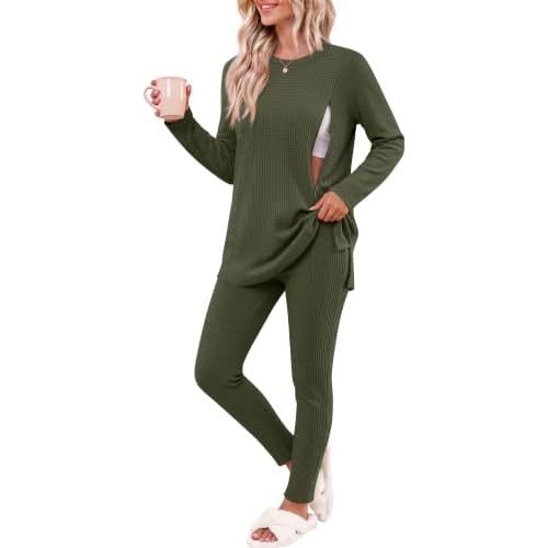 Locoowai 2 Piece Nursing Pajama Sets Postpartum Outfits