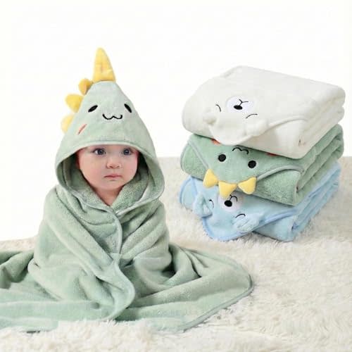 Gucilulu Hooded Baby Towel - 3 Pack Premium Soft Bath Towel for Baby, Newborn,Infant - Ultra Absorbent,Natural Baby Stuff Towel, Soft Coral Velvet Coral Fleece Bath Towel for Boys and Girls