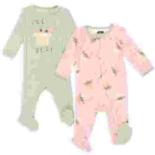 Star Wars The Child Newborn Baby Girls Zip Up Sleep N' Plays, Pink, 2 Pack