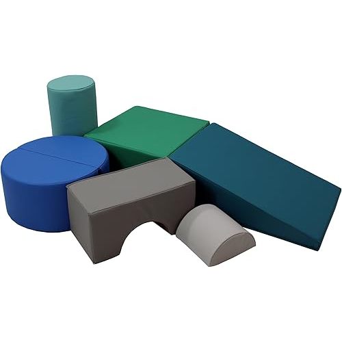 FDP Playtime and Climb Soft Play Set - 6-Piece Baby Climbing Blocks and Indoor Play Gym - Soft Play Climbing for Toddlers and Infants 10m+ (Contemporary)