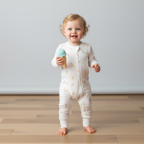 Organic 2-Way Zip Romper - Ice Cream