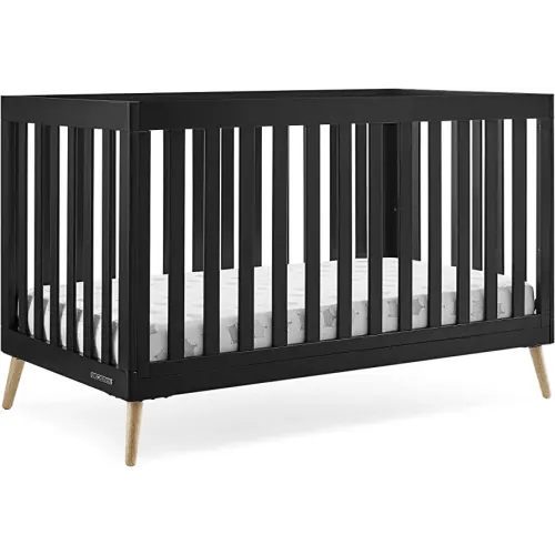 Delta Children Essex 4-in-1 Convertible Baby Crib, Ebony with Natural Legs