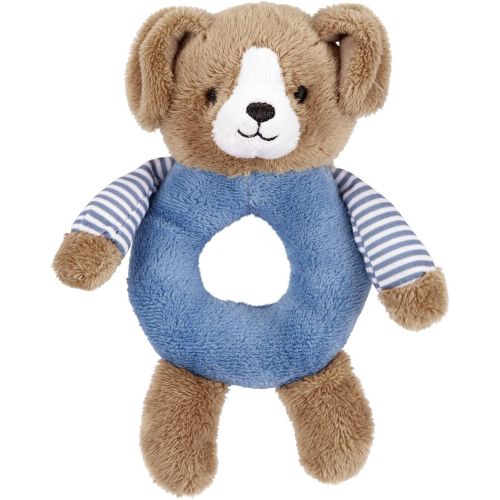 Puppy Ring Rattle - Brown/Blue