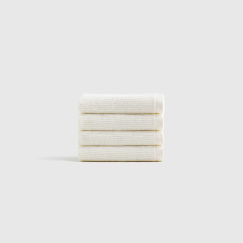 Ribbed Quick Dry Washcloth (4-Pack) - Ivory