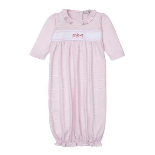 Classic Treasures Pink Stripe Sack with Embroidered Strawberries