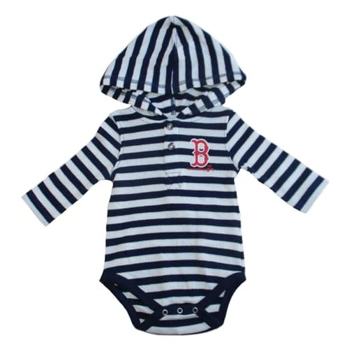 VF Boston Red Sox Long Sleeve Hooded Infant Creeper Bodysuit - Navy/White