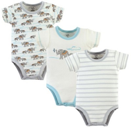 Luvable Friends Touched by Nature Bodysuits 3pk, Elephant Meadow, 0-3M
