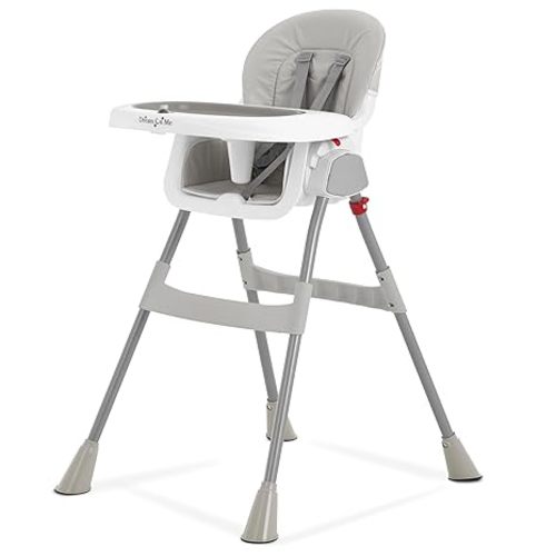 Dream On Me Portable 2-in-1 Tabletalk High Chair, Convertible Compact High Chair, Light Weight Portable Highchair, Grey