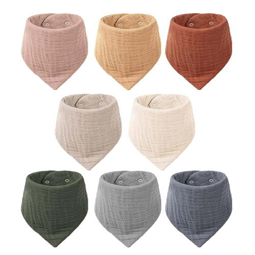 8-Pack Muslin Baby Bibs, Absorbent Bandana Drool, 100% Cotton Unisex Baby Bibs for Teething and Drooling