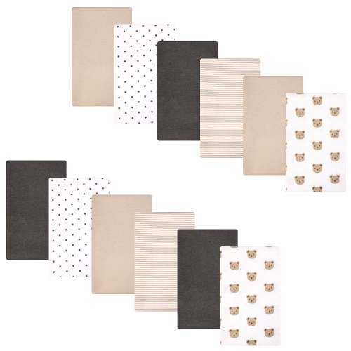 Hudson Baby Cotton Poly Flannel Burp Cloths Bundle 12-Pack, Cozy Cutie, One Size