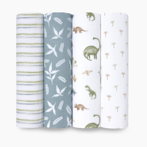 Aden + Anais Essentials Cotton Muslin Swaddles (4 Pack) - Dino Jungle