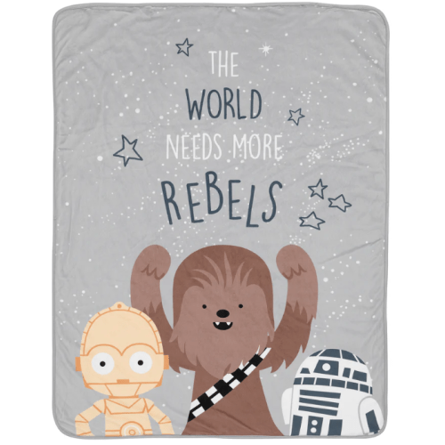 Star Wars Rebels R2D2/C-3PO/Chewbacca Soft Faux Shearling Baby Blanket