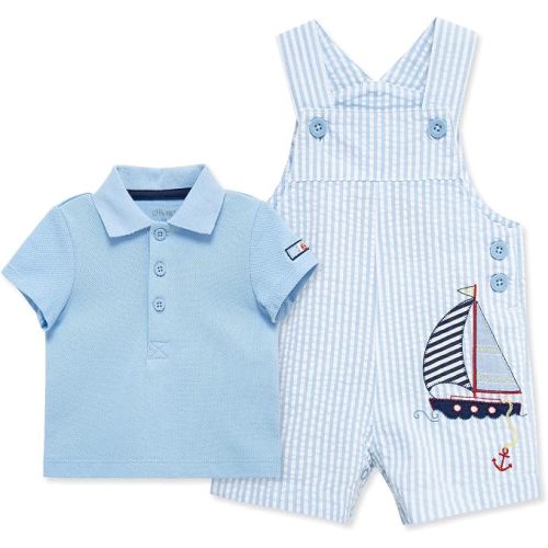 Little Me Baby Boy Shortall Set – 2-Piece, Tee Shirt and Overall Shorts, Cute and Comfy Outfits