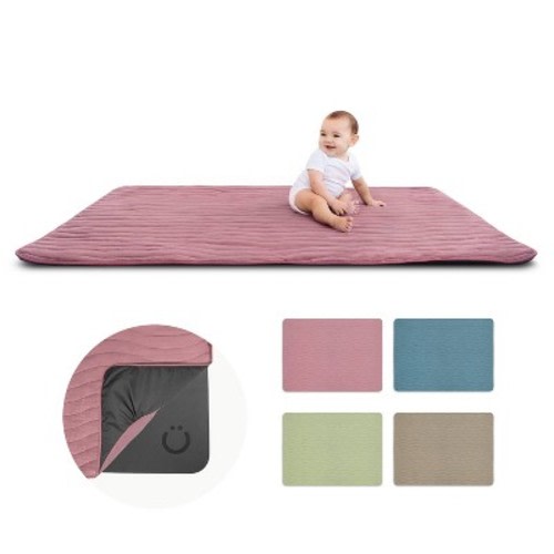 Ubbi Baby Play Mat with Soft Washable Cover - Fig Blossom/Pink