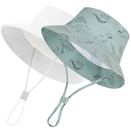 Urban Virgin 2-Packs Baby Sun Hat UPF 50+ Sun Protective Toddler Bucket Hat Summer Kids Beach Hats