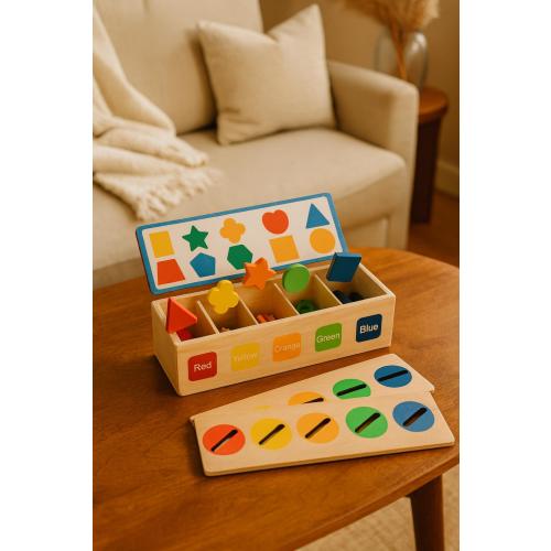 Montessori Wooden Shape Sorter Color Matching Toy for Toddlers 2-3 Years Old
