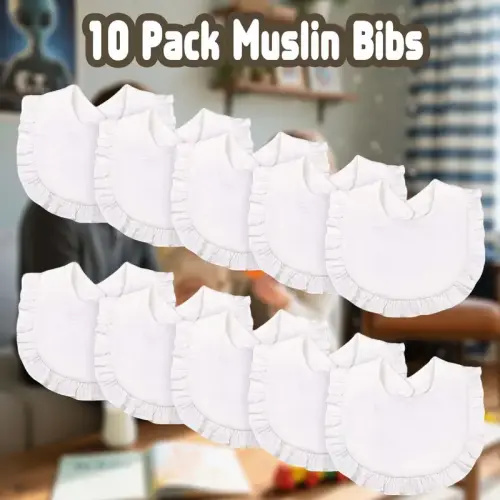 DOSMINE 10 Pack Baby Drooling Bibs Soft Absorbent Muslin Organic - TikTok Shop