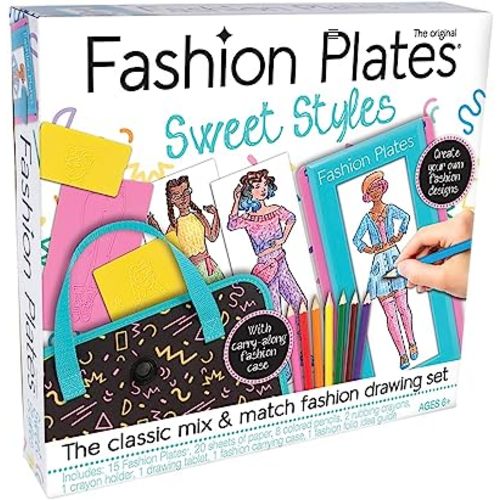 Amazon.com: Fashion Plates Sweet Styles — Mix-and-Match Drawing Set and Travel Case — Make 100s of Fabulous Fashion Designs — Ages 6+ : Toys & Games