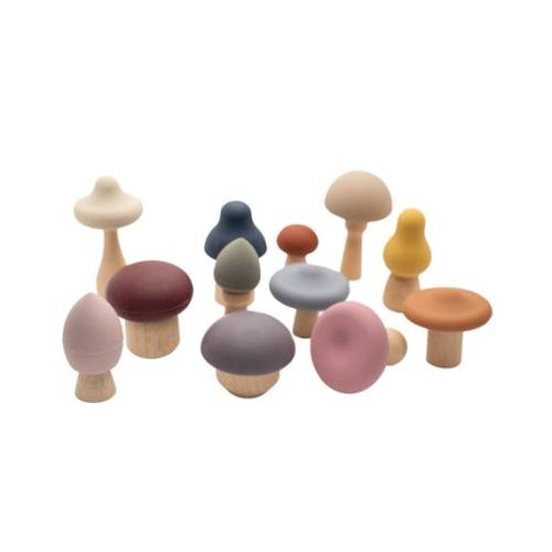 Mushroom Toy  Wood  Silicone  Teething  Fine Motor  - Etsy
