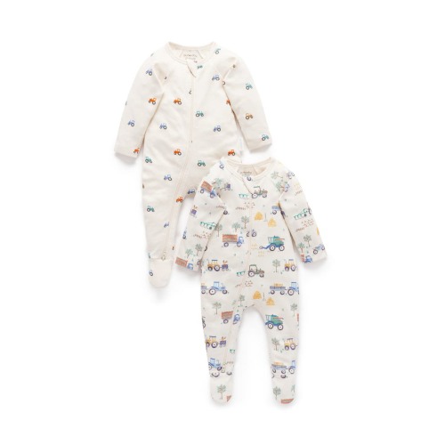 2 Pack Printed Zip Footie