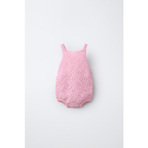 PLAIN CROCHETED FLOWER ROMPER - Pink | ZARA United States