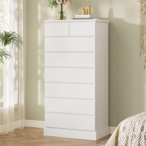 Ebern Designs Bedroom Tall Dresser With 8 Drawers, 59.6 Inch Tall Dresser And Chest Of Drawers, Modern Wooden Closet Organizer And Storage, Large Vertical Dresser For Bedroom, Closet, Hallway & Reviews | Wayfair