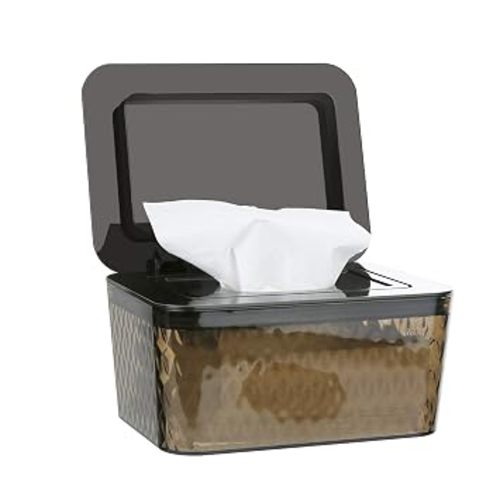 Wipes Dispenser, One-Handed Operation Wipe Holder, Brown | Seal-Designed Wipes Container for Bathroom, Non-Slip, Keep Diaper Wipes Fresh