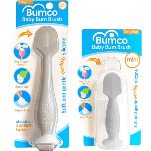 Bumco Baby Bum Brush + Travel Diaper Cream Spatula Set With Case (Gray)
