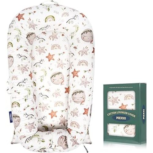 Infant Lounger Baby Nest Replacement Cover | Hypoallergenic | Premium | [Fits Dockatot Deluxe+] (Cover Only) (Stars and Moon)
