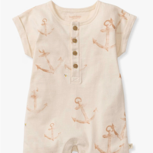 Burt's Bees Baby Short Sleeve Organic Cotton Romper & Layette Set for Boys