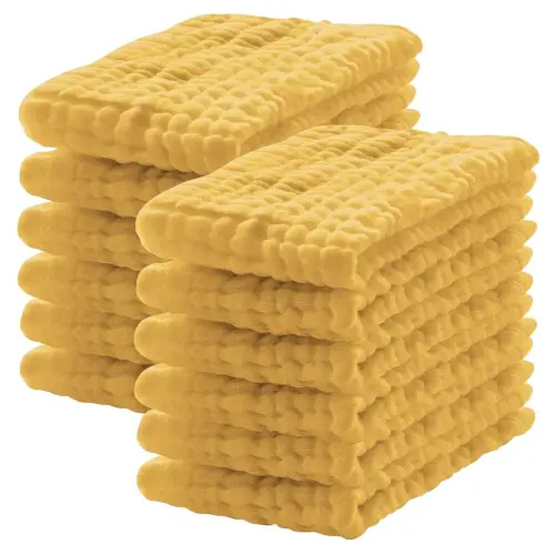 12 Pack Muslin Burp Cloths 100% Cotton Muslin Cloths Large 20''x10'' Extra Soft and Absorbent Baby Burping Cloth - Honey