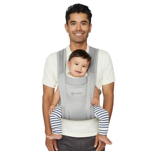 Ergobaby Embrace Newborn Baby Carrier for Infants 0-12 Months (7-25 lbs) - Ergonomic 2-Position Infant Carrier with Head and Neck Support, Hip-Healthy Positioning - Soft Grey
