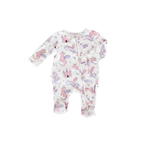 Dragon Adventure Ruffle Zipper Footie | Pink