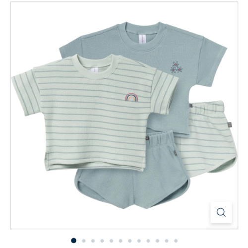 4-Piece Infant & Toddler Girls Light Sky Stripe Drop Shoulder Crop Top – Gerber Childrenswear