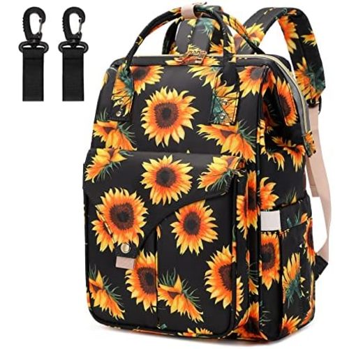 Sunflower Diaper Bag Backpack for Baby Girls Boys, Large Capacity Multifunction Waterproof Maternity Mom Nappy Bags with Stroller Straps