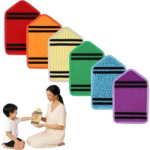 6 PCS Crayon Sensory Mats for Kids with Autism 9x6 Inch Textured Floor Tiles for Toddler Tactile Wall Panel for Sensory Corner Montessori Toys for Classroom Daycare Nursery Preschool Playroom