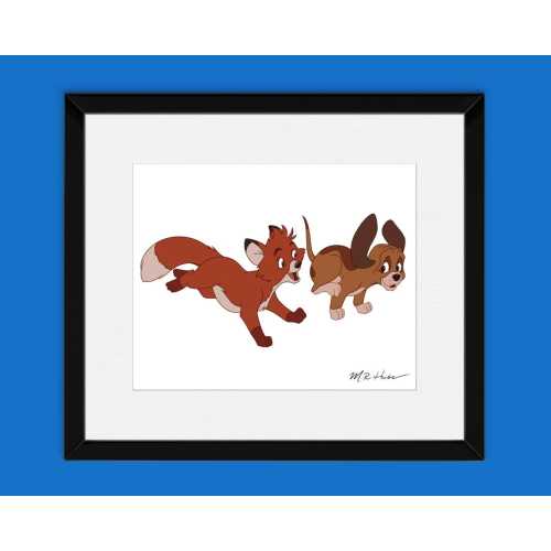 Fox and the Hound Art Print: Hand-Drawn Disney Wall Decor | UNFRAMED 8x10 or 11x14