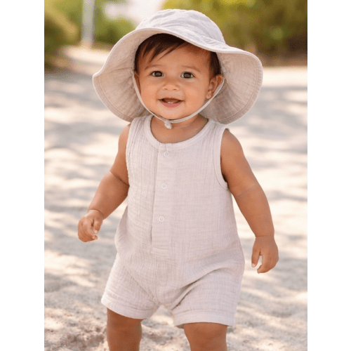 Sleeveless Shortie Romper, French Oak