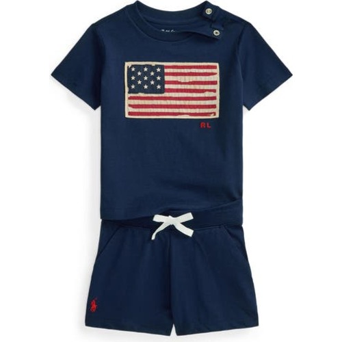Flag Jersey Knit T-Shirt & Shorts Set, 9M