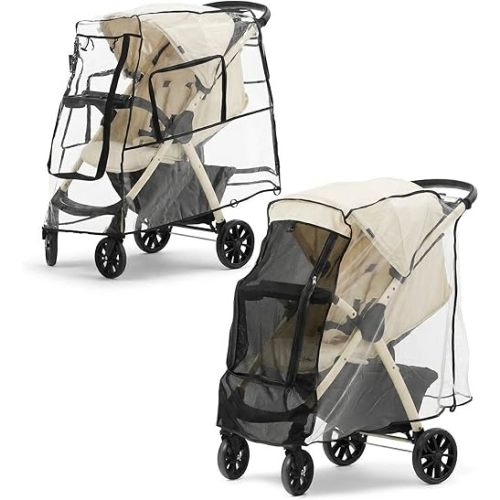Large Stroller Sunshade & Rain Cover-Protect Your Baby Stroller from Sun, Rain, Wind, Dust-Built in Mosquito Netting-Universal Weather Shield for Baby Carriage